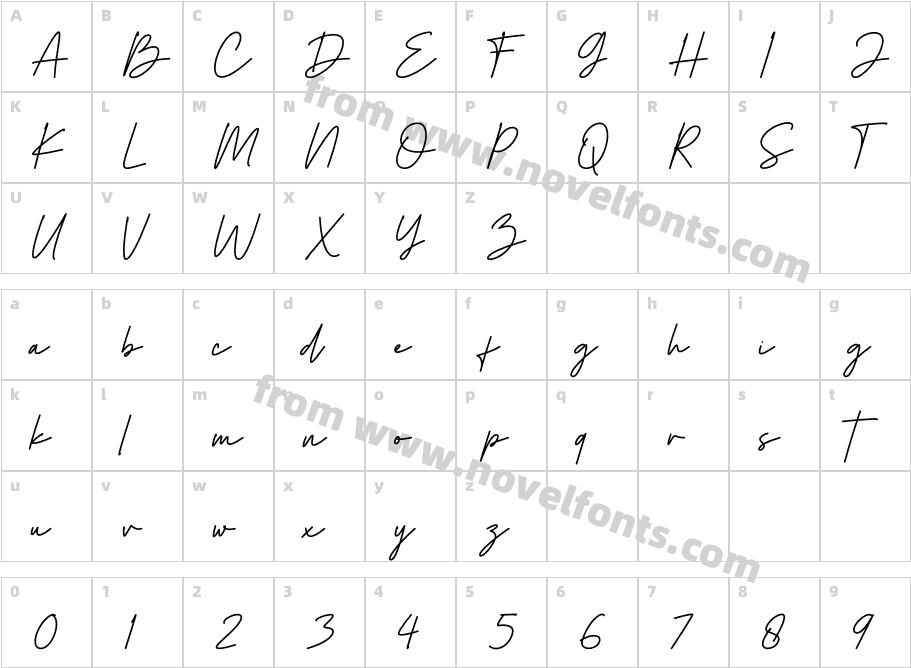 Herstton Signature ItalicCharacter Map