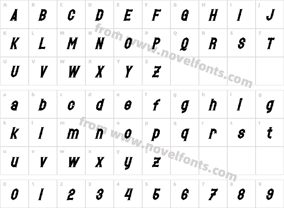 Hetfield BoldCharacter Map