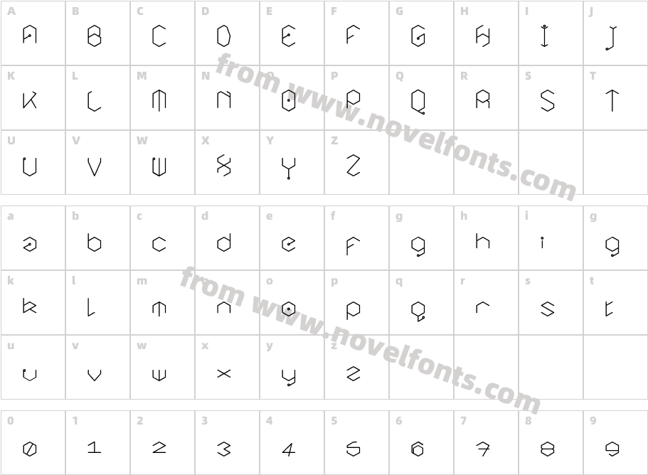 Hexic VerticalCharacter Map