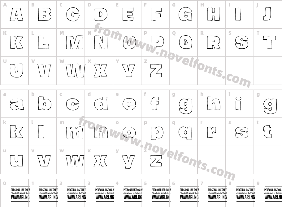 Hierograf Outline PERSONAL USECharacter Map