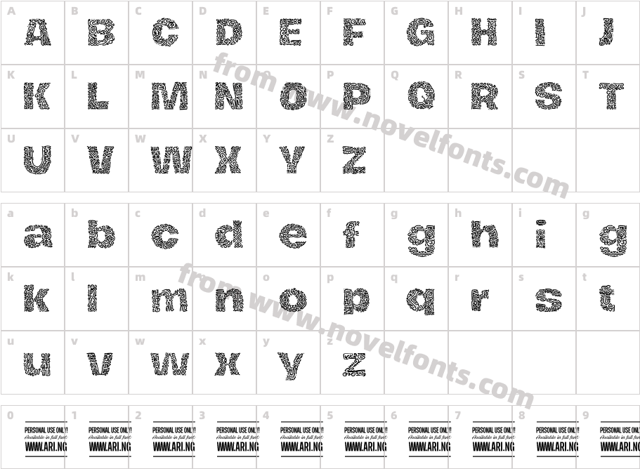 Hierograf Pattern PERSONAL USECharacter Map