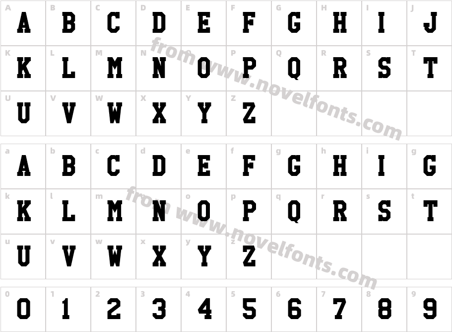 High School USA SerifCharacter Map