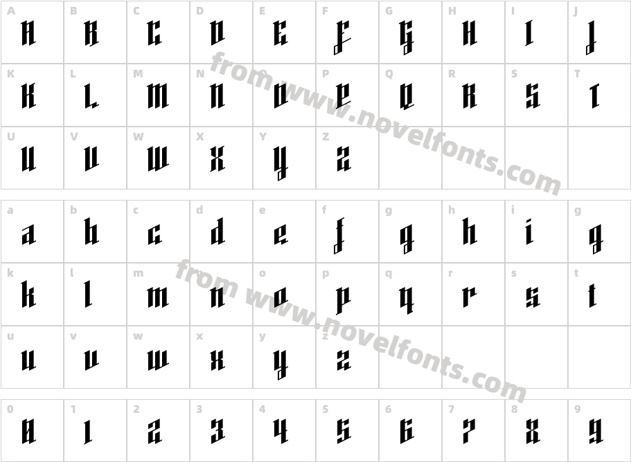 High Voltage RegularCharacter Map