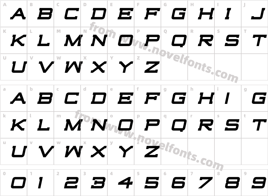 Highjack-BoldItalicCharacter Map