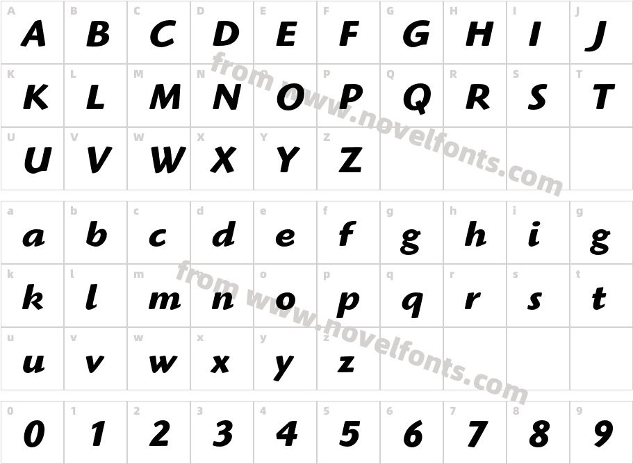 HighlanderITC-BoldItalCharacter Map