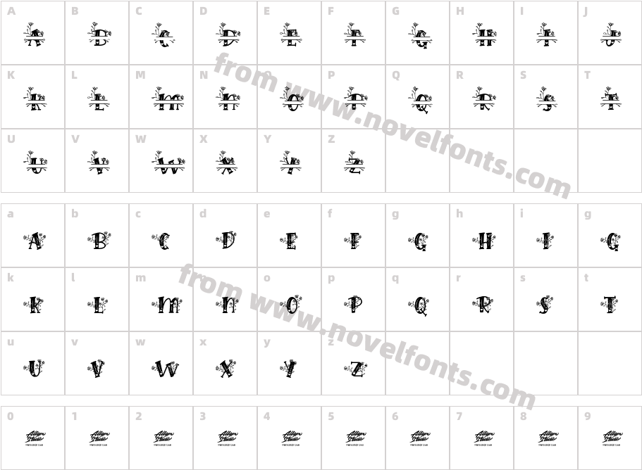 Hilens Flower Monogram RegularCharacter Map