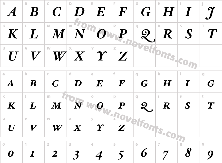 HoeflerText-Bold-Italic-SCCharacter Map