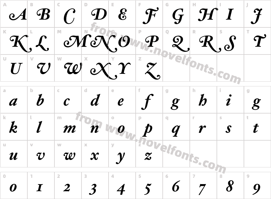 HoeflerText-Bold-Italic-SwashCharacter Map