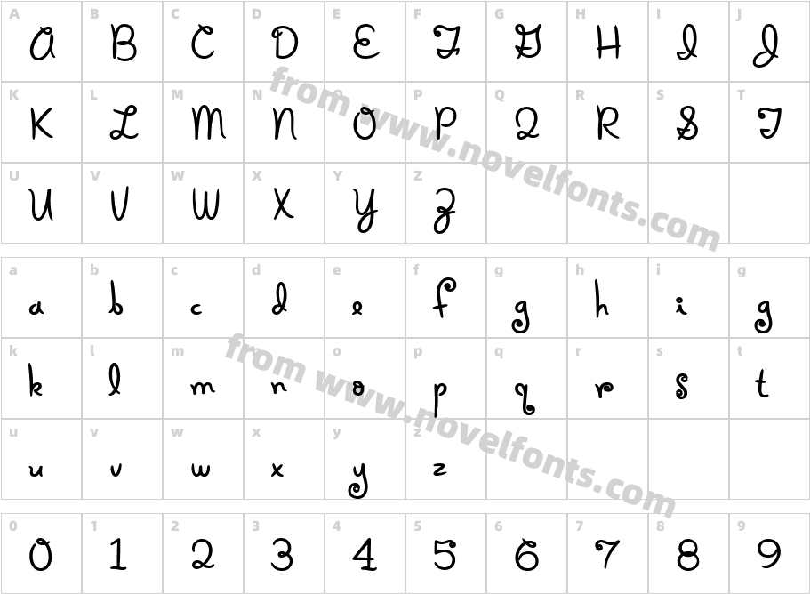 Holiday Springs BTN Quill BoldCharacter Map