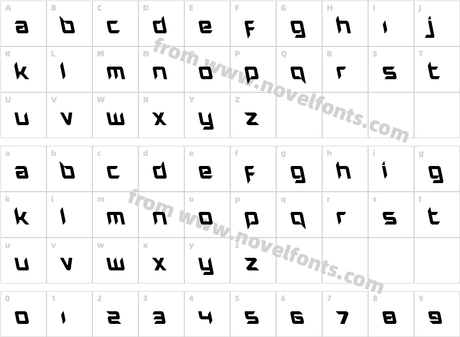 Hollow Point LeftalicCharacter Map