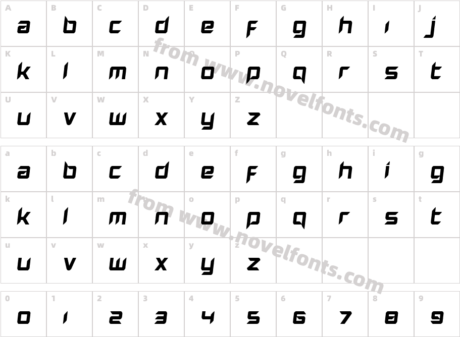 Hollow Point Semi-ItalicCharacter Map