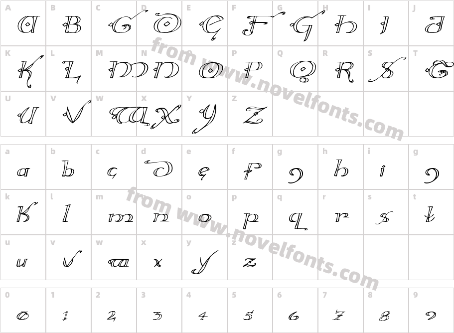 Holly Jingle Expanded ItalicCharacter Map