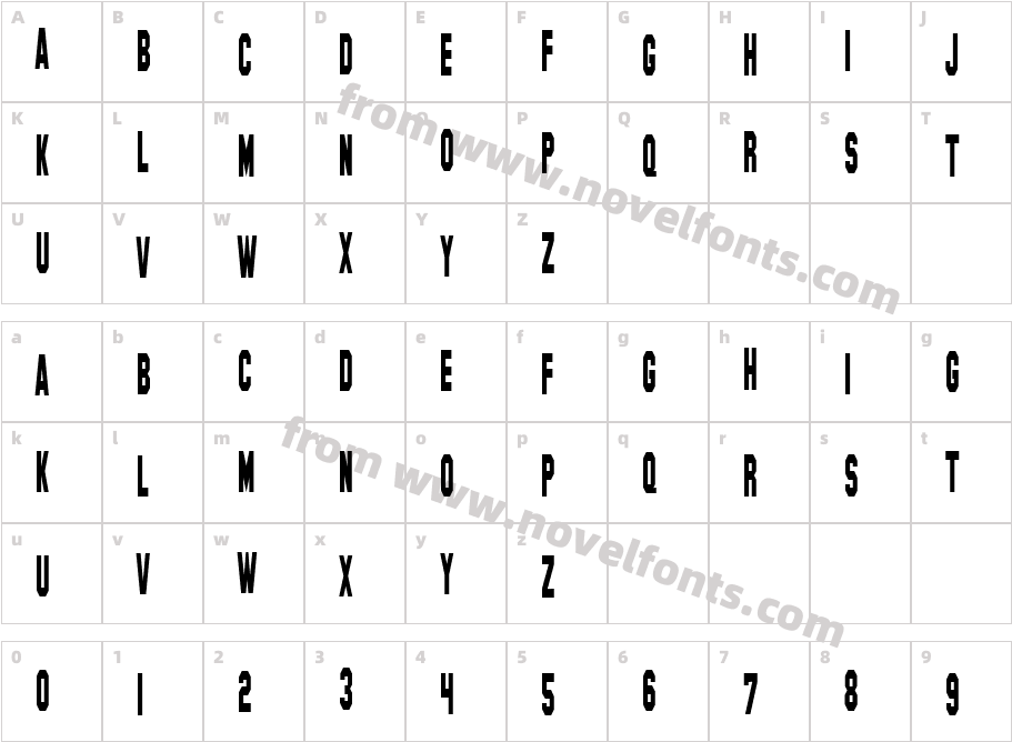 Hollywood Hills CondensedCharacter Map