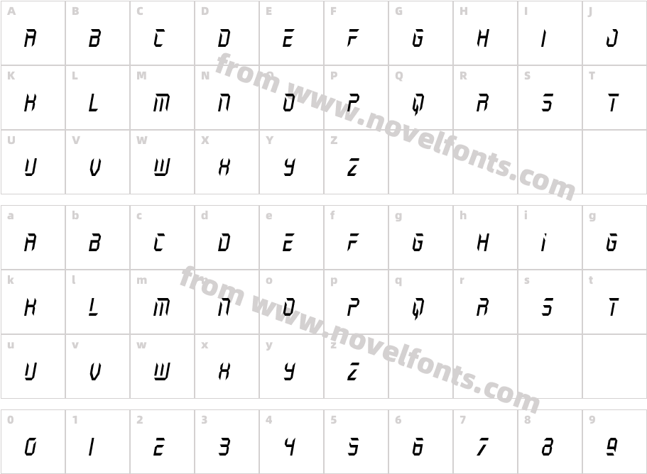 Holo-Jacket Condensed ItalicCharacter Map