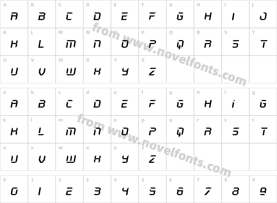 Holo-Jacket Expanded ItalicCharacter Map