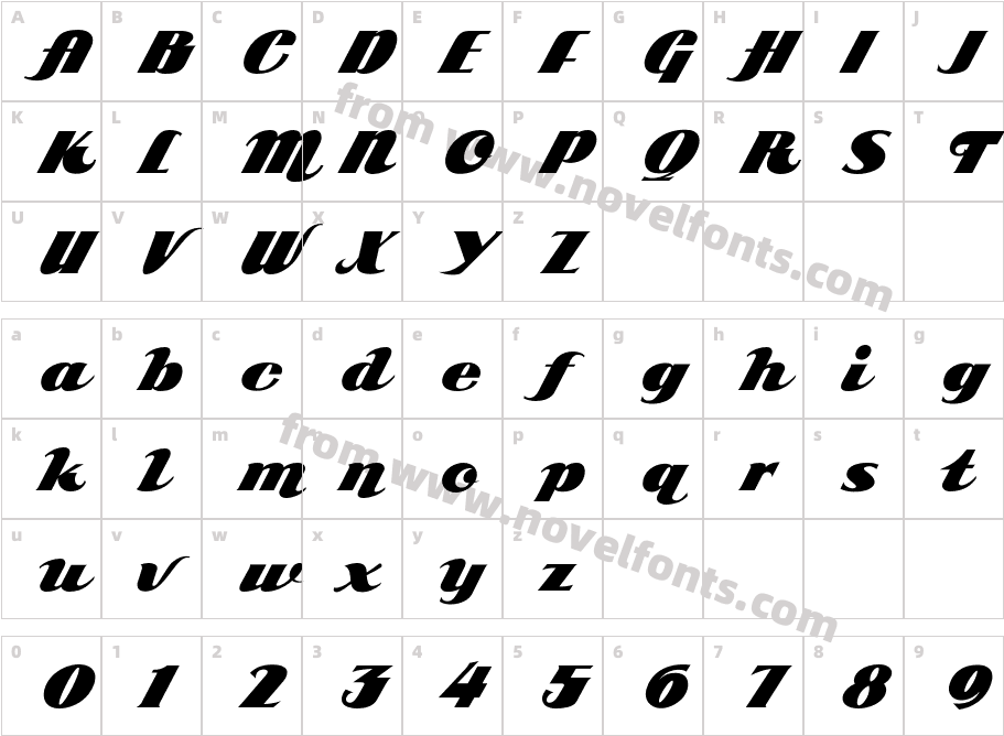 ARB 85 Poster Script JAN-39 NormalCharacter Map