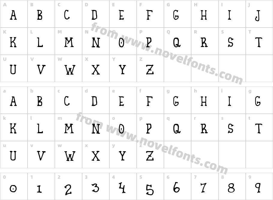 HomespunCharacter Map