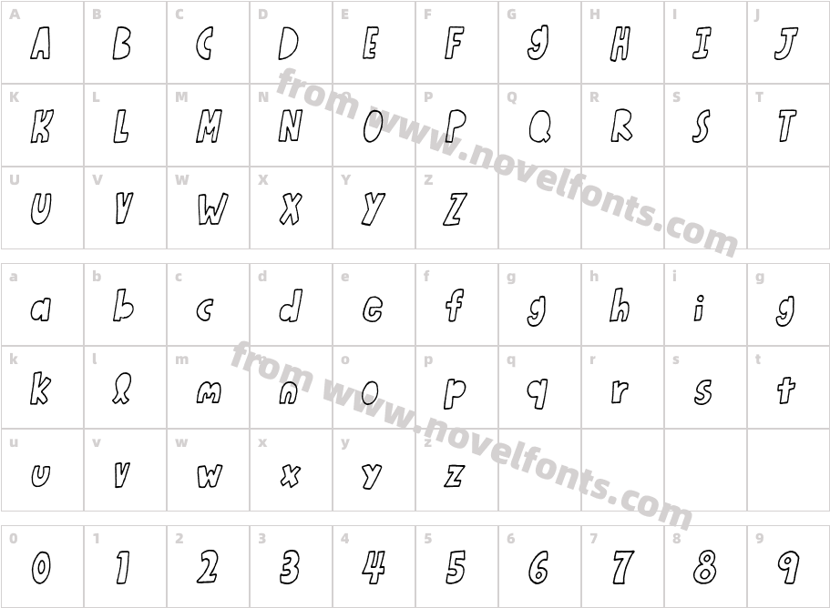 Honey Apple ItalicCharacter Map