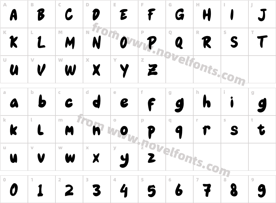 Honey Bear BoldCharacter Map