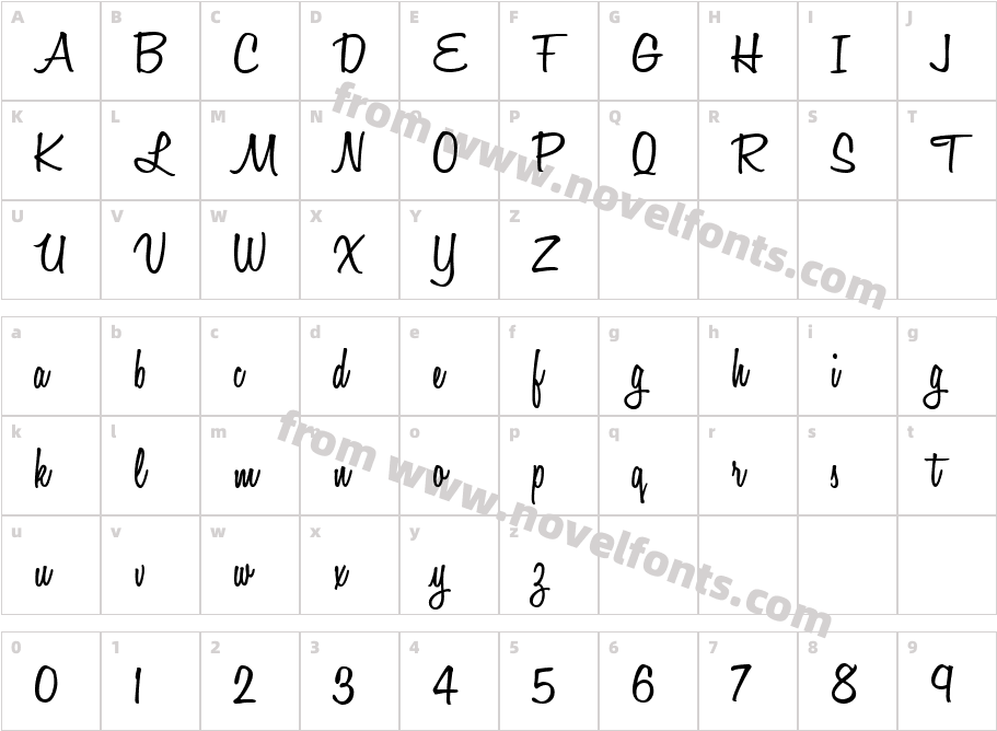 Honey Script SemiBoldCharacter Map