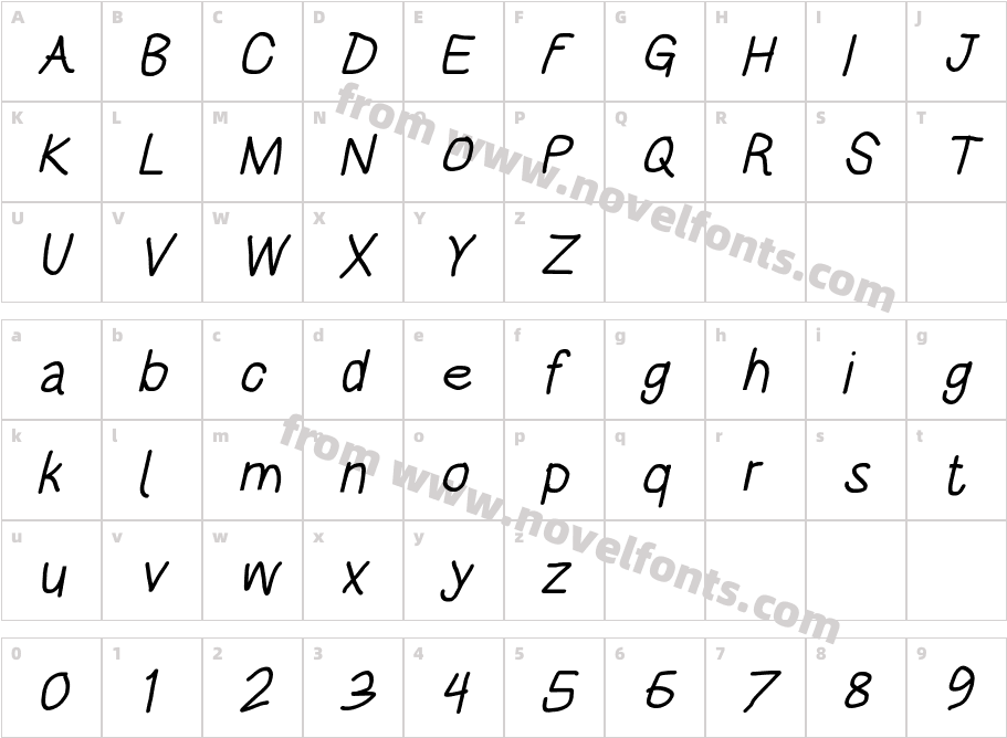 HoneyBee Regular ItalicCharacter Map