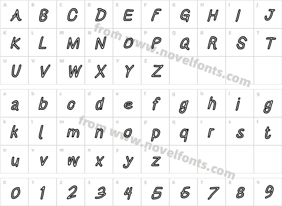 HoneyBee Stripe ItalicCharacter Map