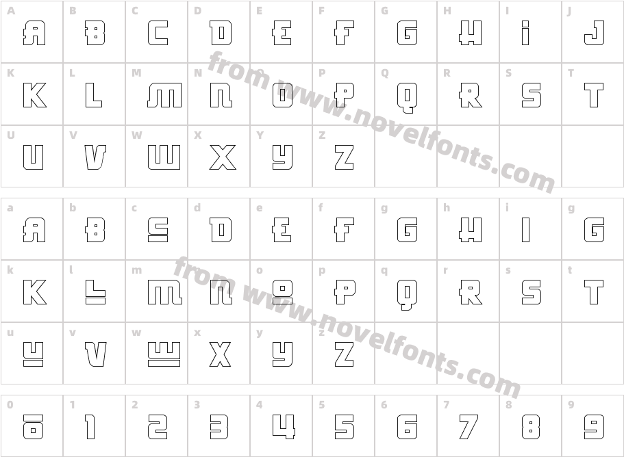 Hong Kong Hustle Outline RegularCharacter Map