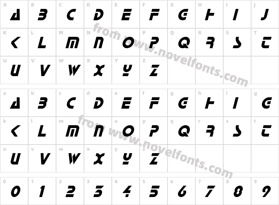 Horizon ItalicCharacter Map