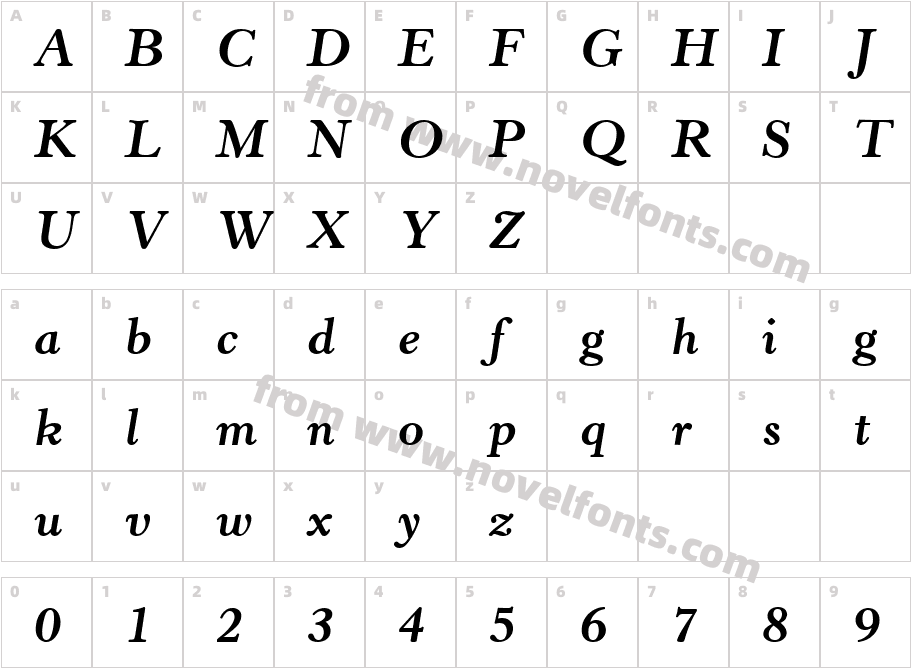 Horley Old Style MT Bold ItalicCharacter Map