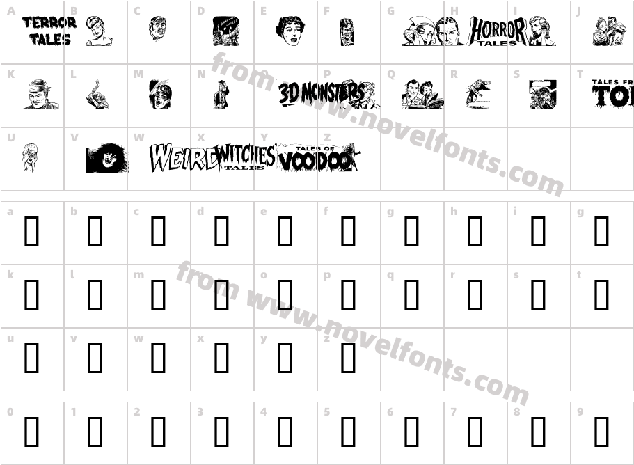 Horror Dingbats II  The Victims  NormalCharacter Map