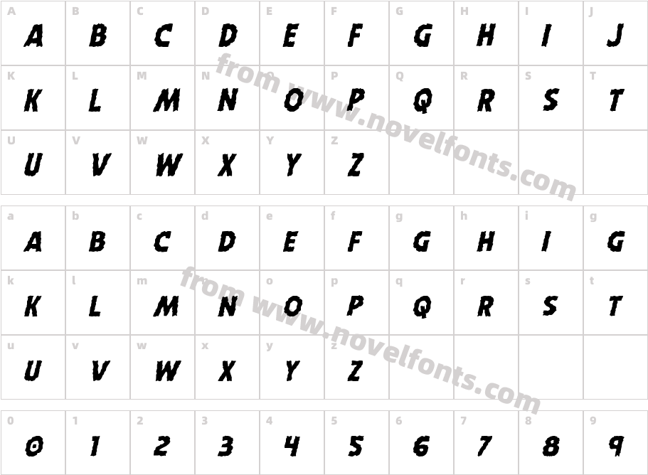 Horroween ItalicCharacter Map