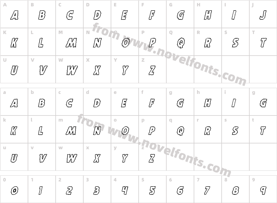 Horroween Outline ItalicCharacter Map