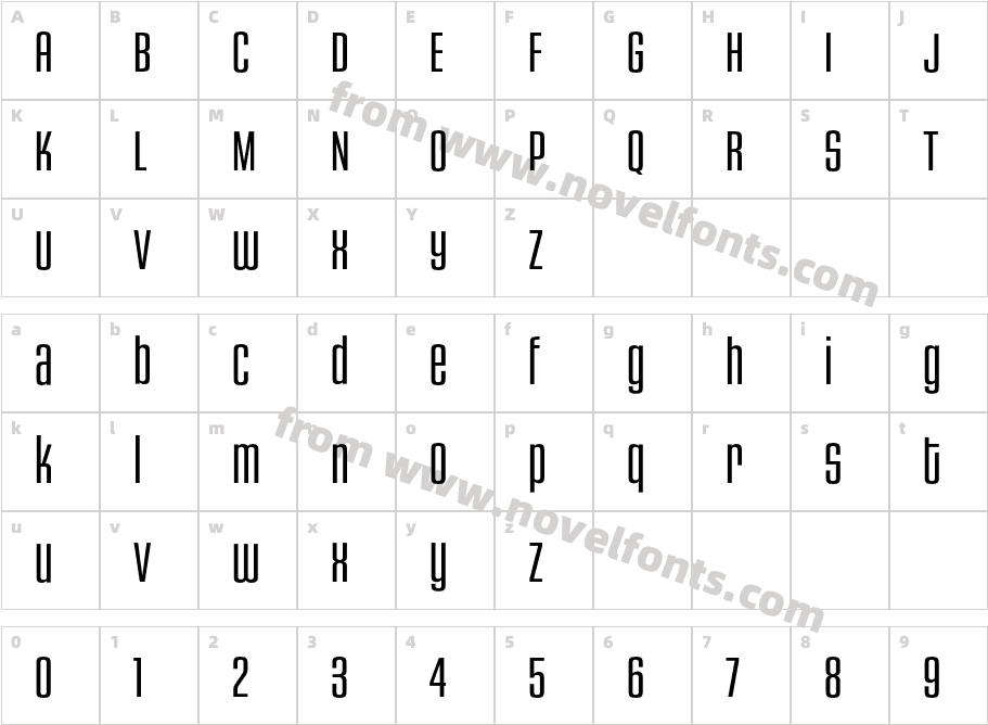 HouseGothicHG23Cond-LIGHT4Character Map