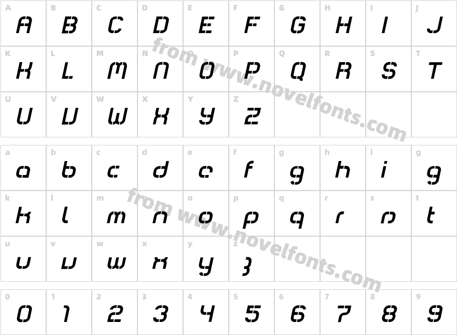 Comsat-BoxItalicCharacter Map