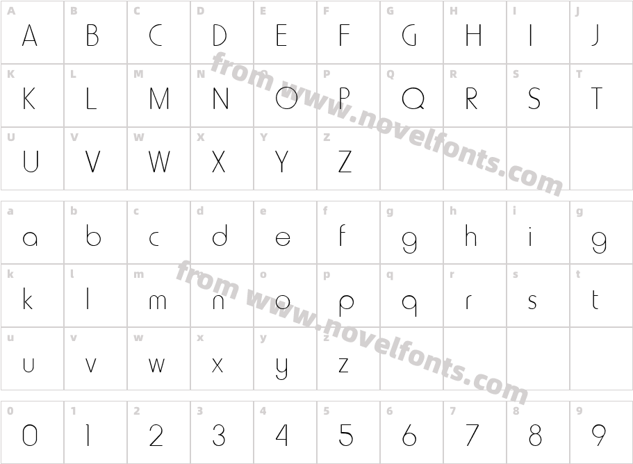 HowardThin RegularCharacter Map