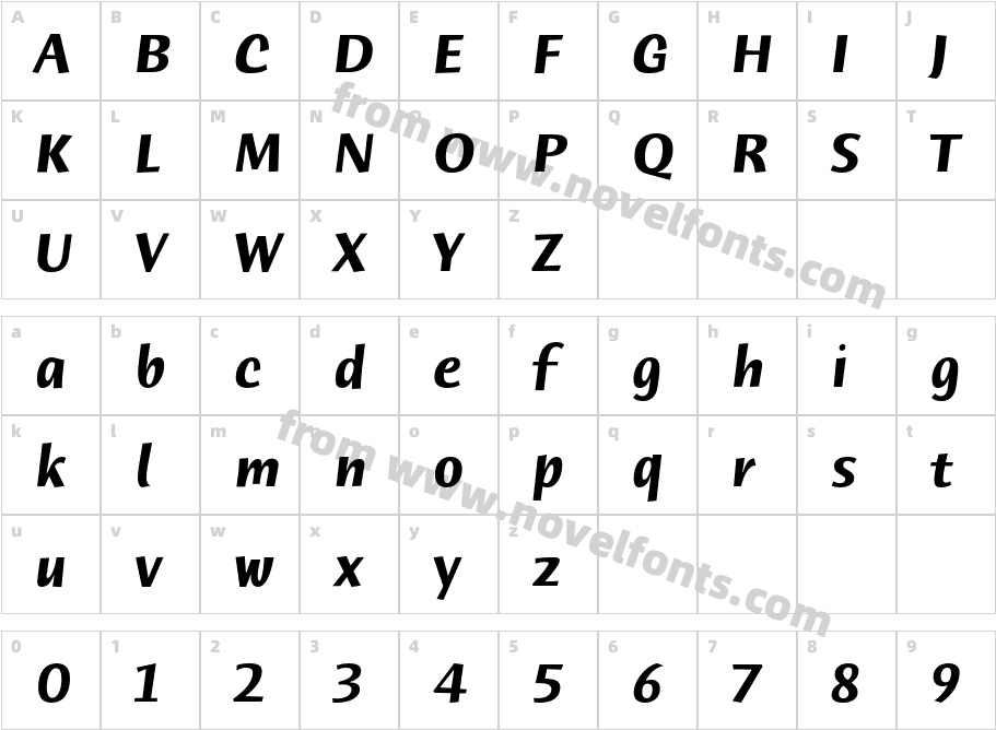 HumanaSansITC-BoldItalicCharacter Map