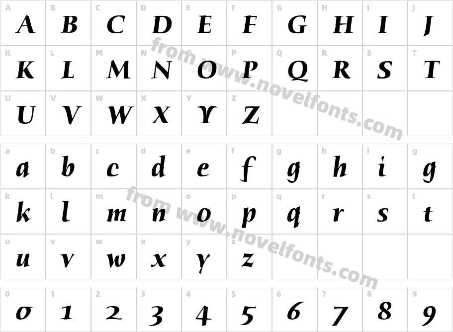 HumanaSerifITC-BoldItalicCharacter Map