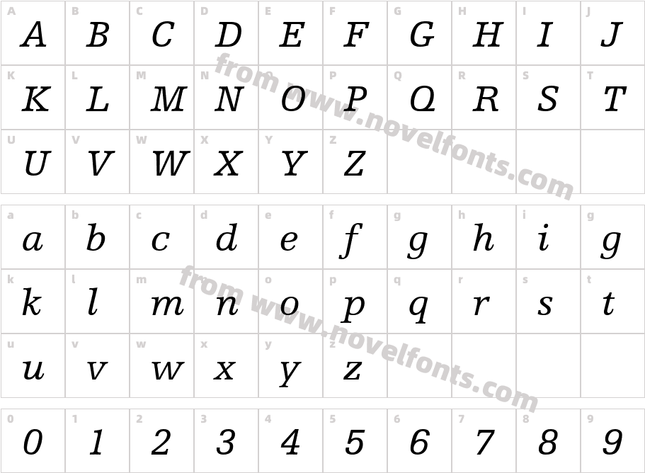 Humanist Slabserif 712 Italic BTCharacter Map