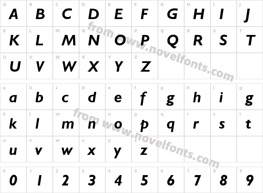 Humanst521 BT Bold ItalicCharacter Map