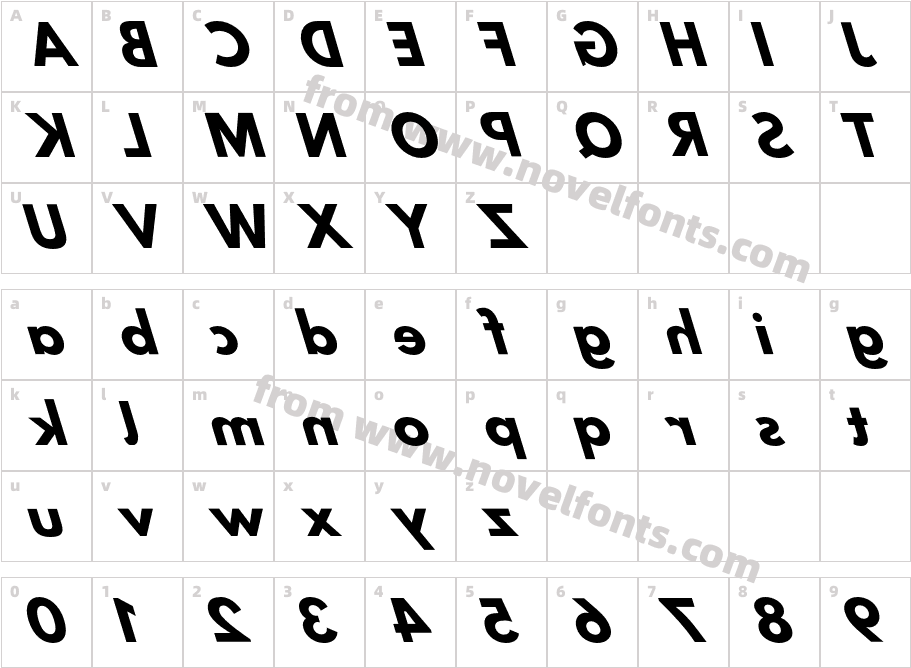 Hussar Bold Reversed Oblique ThreeCharacter Map