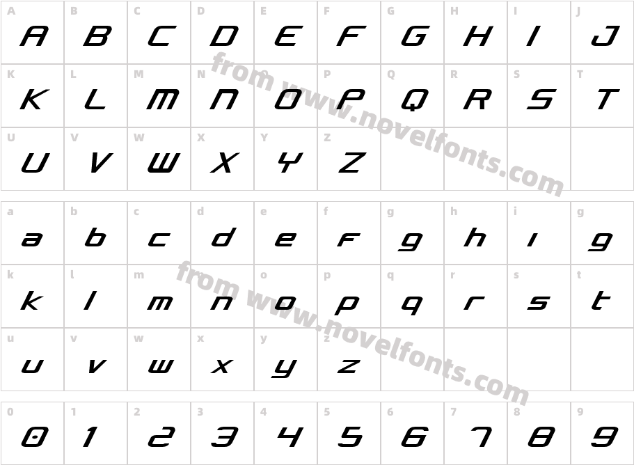 Concielian CondensedCharacter Map