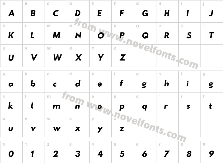 Hussar Tani KursywaCharacter Map