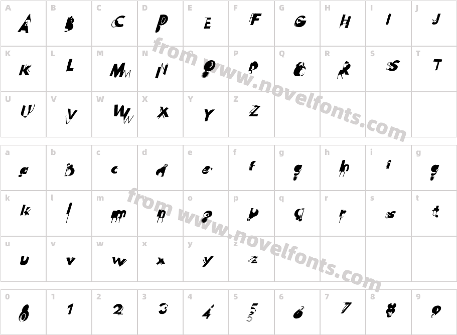 Hussar Wojna ObliqueCharacter Map