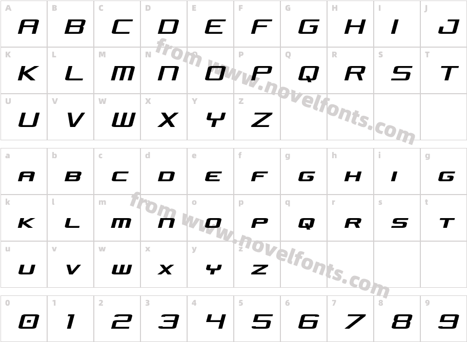 Concielian Jet Condensed Semi-ItalicCharacter Map