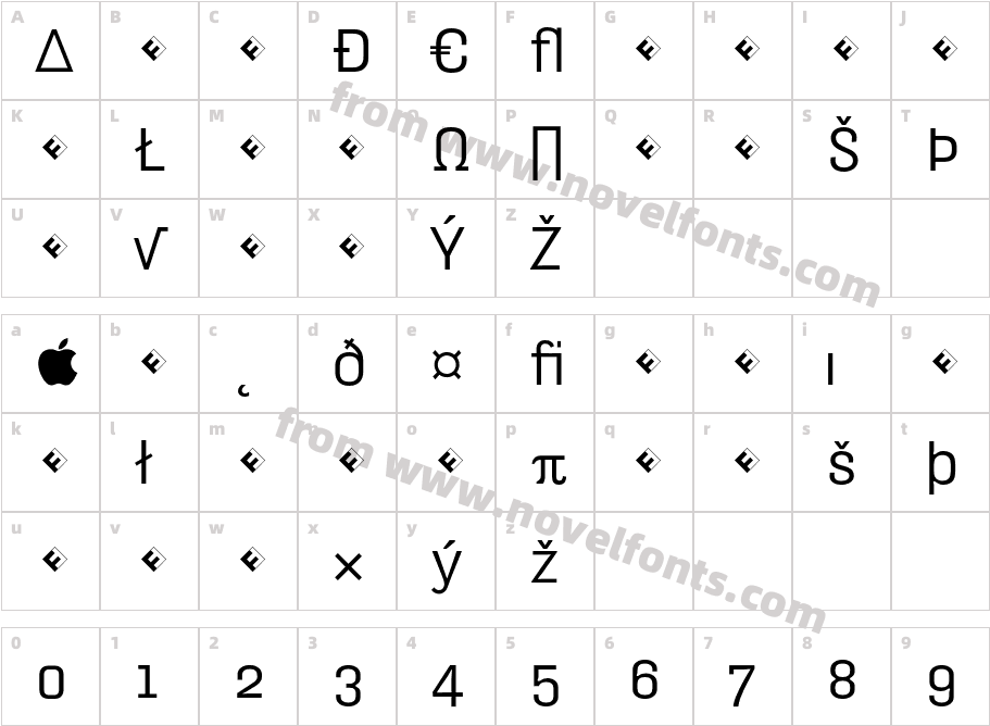 HydraText-RegularExpertCharacter Map