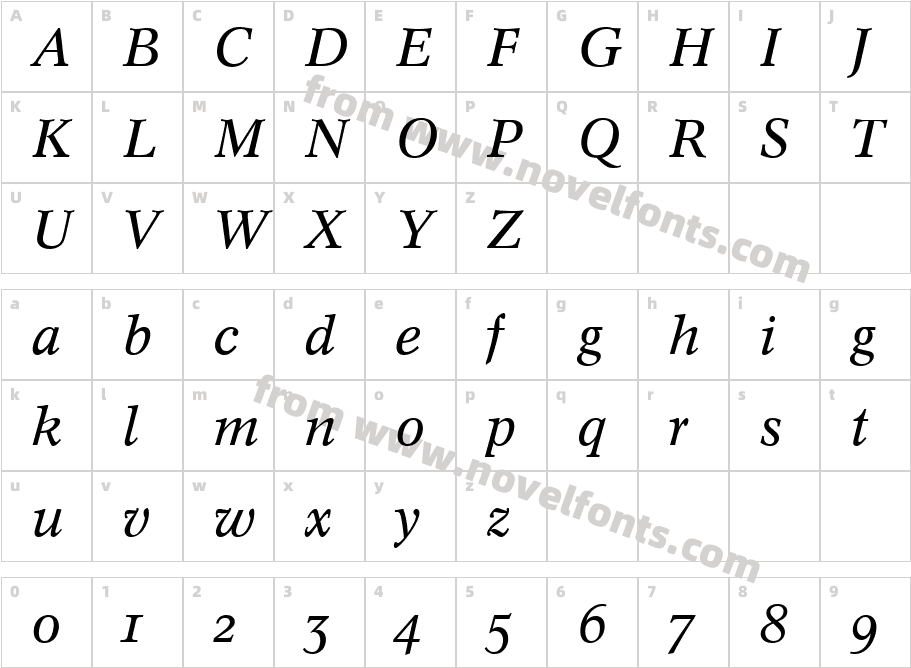 Concorde BE Italic with Oldstyle FiguresCharacter Map