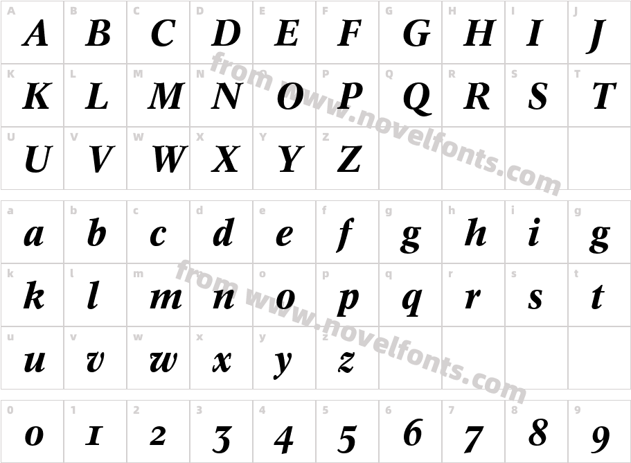 Concorde BE Medium Italic with Oldstyle FiguresCharacter Map