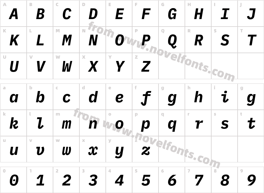 IBM Plex Mono Bold ItalicCharacter Map