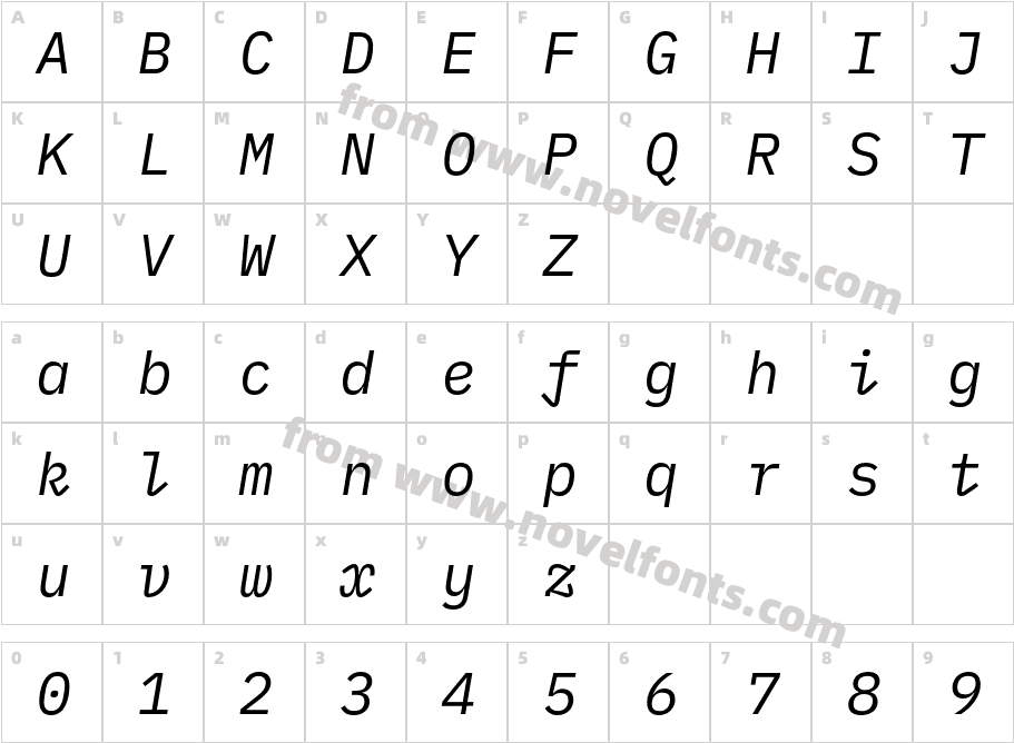 IBM Plex Mono ItalicCharacter Map