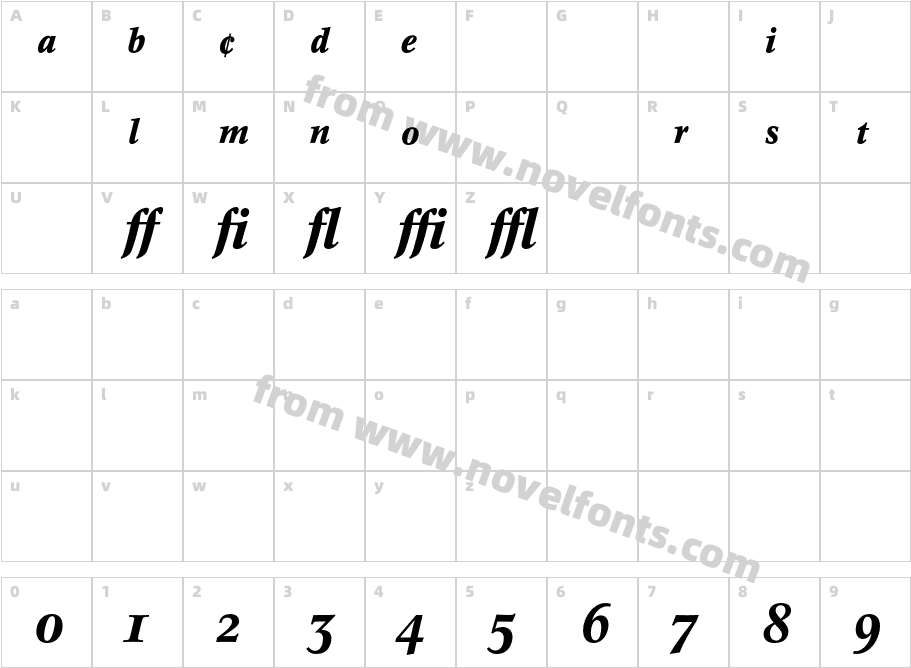 ConcordeBE-MediumItalicExpCharacter Map